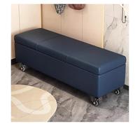 WIGSELBL Pouf mobile in finta pelle, poggiapiedi, con ruote, panca da ingresso, panca per estremità del letto, seduta per scarpe, ottomana per soggiorno e ingresso (blu, 100 cm)