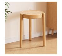 WIGSELBL Set di 4 sgabelli impilabili in legno, sedie da scuola portatili in rattan, con schienale scoperto e piano rotondo, sgabelli impilabili da cucina a isola per sala da pranzo (stile 4)