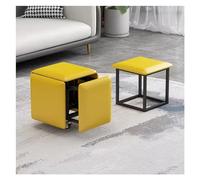 WIGSELBL Sgabello cubi 5 in 1 cubo con ruote girevoli, sgabelli impilabili per divano, sedia, sgabello, sgabello, poggiapiedi mobile, sedia girevole per soggiorno (colore: giallo)