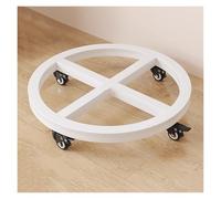 WIGSELBL Supporto per piante in metallo con ruote, carrello con rotelle, supporto rotondo in ferro resistente, per interni ed esterni (bianco, 40 cm)