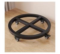 WIGSELBL Supporto per piante in metallo con ruote, carrello con rotelle, supporto rotondo in ferro resistente, per interni ed esterni (nero, 45 cm)