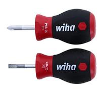 Wiha 31190 Stubby cacciavite set con 5/32 da 2,5 cm e Stubby Phillips # 1 da 2,5 cm con manico di Wiha Softfinish®