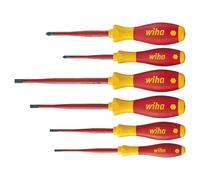 Wiha 36455 Cacciavite a Taglio Pozidrive 6pcs Set 1000v VDE Elettricista Slimfix