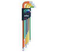 Wiha 66980 - Set di chiavi a L esagonali con estremità a sfera, codice colore, 9 pezzi - sistema metrico