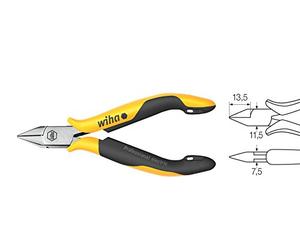 Wiha Alicates de corte diagonal Professional ESD con cabeza puntiaguda ancha con chaflán 115 mm, 4 1/2" (26816)