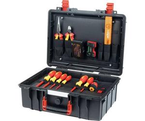 Wiha Basic Set L electric - Valigetta porta-utensili per elettricisti, 46 pezzi (rosso/giallo)