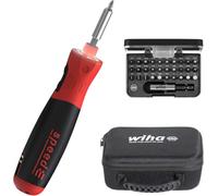 Wiha elektrischer Schraubendreher speedE PocketDrive 31-tlg | (45791) Inserti in box e astuccio I 1,0 + 5,0 Nm I avvitatore a batteria in box con cavo di ricarica USB