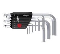 Wiha Set di chiavi maschio in supporto compatto esagonale a sfera 9pz. corto, cromato opaco Quantità:1
