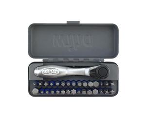 Wiha GoBox Terminator 76889 - Set di 32 punte a percussione con mini cricchetto, colore: Blu