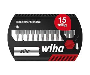 Wiha Juego de bits FlipSelector Standard de 25 mm TORX®, de 15 unid., de 1/4" C6,3, con clip para el cinturón (39056)