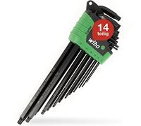 Wiha Juego de llaves Allen en soporte ErgoStar TORX® MagicSpring®, con cabeza esférica, de 14 unid., acabado en oxidación negra (43848)