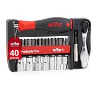 Wiha ProBuddy® Evo - Set di 40 pezzi con bit e chiavi a cricchetto 1/4" con impugnatura per cacciavite SoftFinish, mini cricchetto a 72 denti, portabit magnetico | Set di utensili compatto per