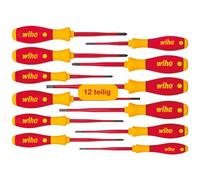 Wiha Set di cacciaviti elettrici slimFix SoftFinish, nero, 12 tlg | (41003) Set professionale con punta sottile taglio/Phillips/Pozidriv/Torx/Positivo-negativo I utensili per elettricisti