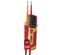 Wiha Tester di tensione e continuità 1500 V, CAT IV con 2 batterie AAA, indicatore LED, test con una sola mano (45216), rosso/giallo