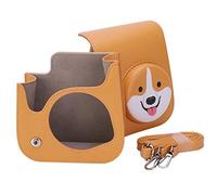 WIHFHGZ Borsa a Tracolla Vintage in PU per Fotocamera Mini11, Grigia Bianca con Grande Occhio di Gatto - Design Elegante, Materiale Resistente, Protezione Antiurto e Antipolvere (corgi gialli)