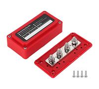 WIHFHGZ Bus Bar Power Distribution Box, 48V DC 4 Studs, Plastica e Nylon - Distribuzione 300A, Base Rinforzata in Fibra di Vetro, per Auto Barca (B(rosso))