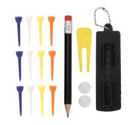 WIHFHGZ Porta Tee da Golf con 12 Tee, 2 Segnaposizioni Pallina, Attrezzo Ripara e Matita, Porta Tee Nero in Plastica - Kit Completo, Design Compatto, Ideale per Gara e Allenamento