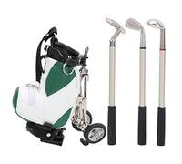 WIHFHGZ Set Penne a Sfera Golf, Lega di Zinco e Pelle PU, 3 Pezzi - Base Mini a Forma di Borsa da Golf, Ruote Funzionanti e Tasca con Zip, Idea Regalo per Golfisti (Verde e bianco)