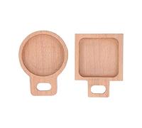 WIHFHGZ Snack Dish in Legno di Faggio con Manico, Contenitore per Salse Multiuso Rotondo e Rettangolare - Leggero e Robusto, Perfetto per Casa e Attività Outdoor (Set tondo + quadrato)