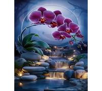 Wihgkin Kit punto croce per adulti Orchidea phalaenopsis fai da te punto croce stampa complementi arredo casa ricamo artistico ricamo (11CT tela prestampata) 40x50cm