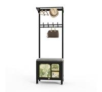 wihgony Appendiabiti Robusto in Acciaio con Mobiletto Porta Scarpe, Attaccapanni da Terra Design Moderno,con Panca,per Soggiorno Camera da Letto(Black-B,23.62 * 14.17 * 67.72in)