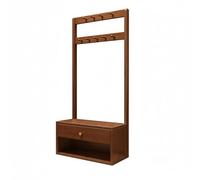 wihgony Attaccapanni da Terra con Scarpiera,Legno di Gomma,Appendiabiti con Panca,4 in 1, per Cappotti Cappelli Borse, per Ingresso, Soggiorno Camera da Letto(Walnut,39.37 * 14.96 * 66.14in)