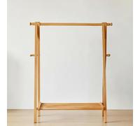 wihgony Attaccapanni da Terra in Legno, Open Stand Appendiabiti Pieghevole con Scaffale Porta Scarpe per Cappotti Cappelli Borse, per Ingresso(23.62 * 18.11 * 59.06in)