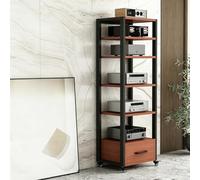 wihgony Console multimediale modulare con cassetti, rack stereo AV | Archiviazione multi-livello, lunghezza interna regolabile, cassetti integrati(Teak,A 19.7x15.7x63.4in)