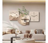 wihgony Decorazione artistica da parete 2 in 1 con orologio da parete silenzioso e fioriera idroponica, decorazione moderna e minimalista per soggiorno, sala da pranzo e ingresso (C, 120 x 60 cm)