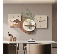 wihgony Decorazione artistica da parete 2 in 1 con orologio da parete silenzioso e fioriera idroponica, decorazione moderna e minimalista per soggiorno, sala da pranzo e ingresso (B, 80 x 40 cm)