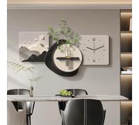 wihgony Decorazione artistica da parete 2 in 1 con orologio da parete silenzioso e fioriera idroponica, decorazione moderna e minimalista per soggiorno, sala da pranzo e ingresso (A, 100 x 50 cm)