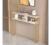 wihgony Narrow Wooden Console Tables with Metal Frame for Hallway, Entryway Table Behind the Couch, Foyer(Gold,31.50IN_2-TIER)