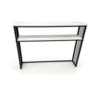 wihgony Narrow Wooden Console Tables with Metal Frame for Hallway, Entryway Table Behind the Couch, Foyer(Black,59.06IN_2-TIER)