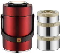 WIHXES Thermos per Alimenti 1,5L/2L/2,3L - Portapranzo Sottovuoto in Acciaio Inossidabile 304, Contenitore Isolato a 3 Strati, Conservazione del Calore per 24 Ore, a Prova di Perdite (2.3L,Red)
