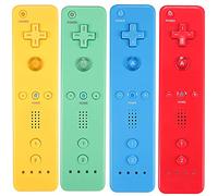 Wii Controller Confezione da 4 pezzi telecomando Wii con custodia in silicone e cinturino da polso, compatibile con console Wii/Wii U - Giallo + Verde + Blu + Rosso