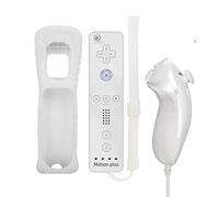 Wii Remote Controller e Nunchuck, Joystick di gioco remoto wireless Wii Gamepad Controller Movimento incorporato plus con custodia in silicone per Wii & Wii U - Bianco