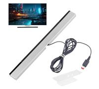 Wii Sensor Bar Infrared Ray LED Replacement Wired Motion Games Sensor Signal Receiver Bar compatible with Nintendo Wii & Wii U Console Silver/Black Includes Clear Stand