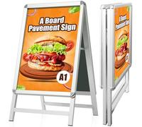 WIIGO Cornice Pubblicitario A1 in Alluminio Antiribaltamento - Supporto per Poster Doppia Faccia da Esterno, Cornice A-Board Poster Stand per Ristorante/Negozi, Espositore da Terra, Argento