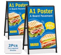 WIIGO - Tavola da pavimentazione A1 A, con cornice a doppia faccia, espositore per poster, con 2 coperture antiriflesso e pannelli ondulati, per affari, ristoranti, pubblicità