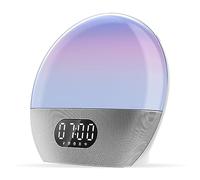 WiiM Wake-up Light, Alexa integrata, scelte sonore illimitate, sveglia all-in-one all'alba, macchina del suono, routine del sonno e altro ancora (Argento lucido)