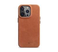 WIIUKA Custodia compatibile con iPhone 14 Pro, in pelle tedesca, ultra sottile, custodia per cellulare di alta qualità, Qi, vintage marrone cognac