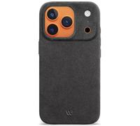 WIIUKA Custodia in Alcantara per iPhone 17 Pro Max, realizzata a mano, extra sottile, di alta qualità, alternativa in pelle, Alcantara, misterio grigio