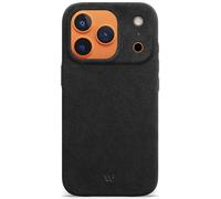 WIIUKA Custodia per iPhone 17 Pro, custodia originale alcantara, realizzata a mano, ultrasottile, di alta qualità, custodia Qi, alternativa alla pelle, skiin alcantara, nera
