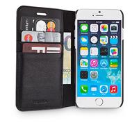 wiiuka Custodia Travel Away in Vera Pelle per Apple iPhone 8 Plus e iPhone 7 Plus Premium Design Sottile Protezione Color Nero con Slot per schede