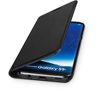 wiiuka Custodia Travel in Vera Pelle per Samsung Galaxy S9+ Plus Premium Design Sottile Protezione Color Nero con Slot per schede