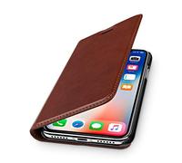 wiiuka Custodia - Travel Nature - in Nappa Vera Pelle per Apple iPhone X e XS, Premium Design Sottile Protezione Color Marrone Bruno con Slot per schede