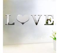 WIIYENA Argento 3D Specchio Lettera Adesivi Per La Decorazione Della Casa AMORE Alfabeto Acrilico FAI DA TE Lettera Inglese Decorazione