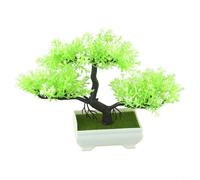 WIIYENA Bonsai artificiale di pino in vaso di ceramica, decorazione per interni, piccolo albero in vaso, per casa, ufficio, soggiorno, giardino, scrivania (bianco)