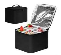 WIIYENA Borsa termica riutilizzabile per il trasporto di torte e snack, scomparti regolabili per portabicchieri o scatole da dessert, Oxford 600D, per picnic su strada