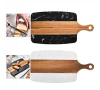 WIIYENA Tagliere per formaggi in marmo e legno e vassoio da portata, tagliere 2 in 1 per carne, formaggio, frutta e verdura, elegante accessorio da cucina